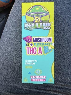 2.5 gram disposable, tastes great.