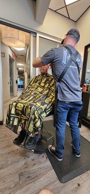 Blake cutting hair