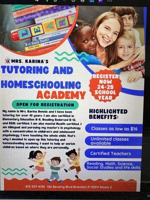 Mrs Karinas Tutoring And Homeschooling Academy