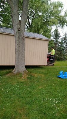 our new shed is 12x22 and this little machine (like the size of my riding lawn mower) brought it in like it weighed NOTHING.