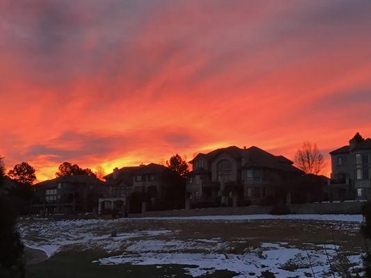 Winter scene and sunset !