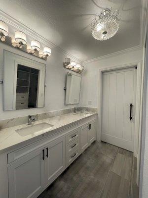 Modern Master bathroom remodel with double skin vanity