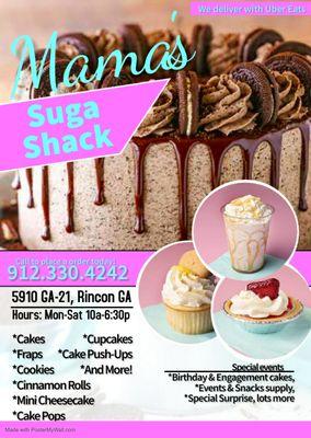 Mama's Suga Shack Cupcakery Show ya Mama some love by visiting one of our locations!