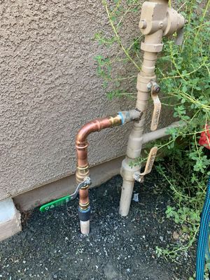 Redid pipe from main to irrigation, including new valve.