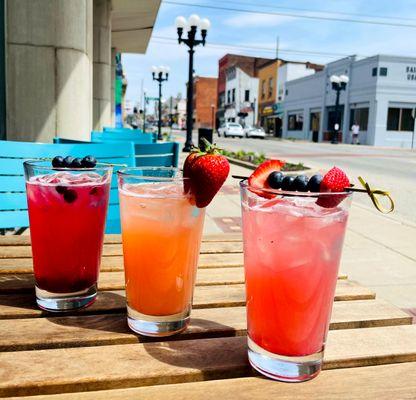 Blueberry, strawberry, and mixed berry lemonade.