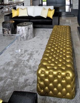 Metallic Tufted Ottoman