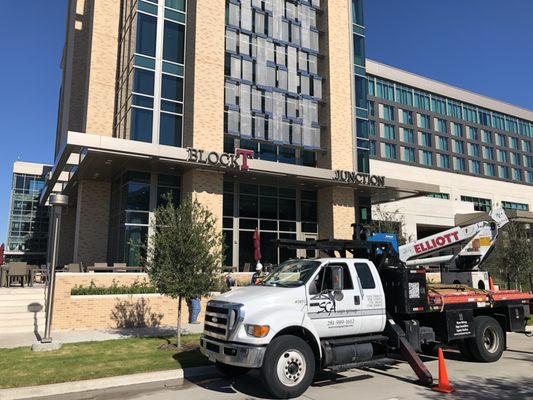 Installing signs at Texas A&M