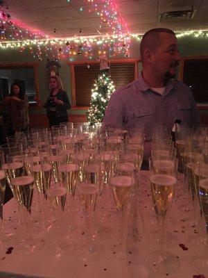 NYE champagne toast at midnight