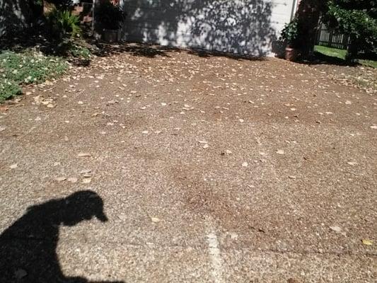 Three large damaged areas on aggregate driveway from Franklin disposal hauling off their dumpster with no resolution after 2 weeks.