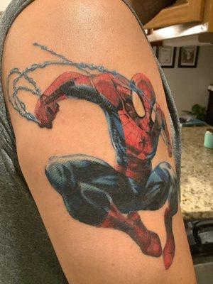 Spider-Man in the healing phase.