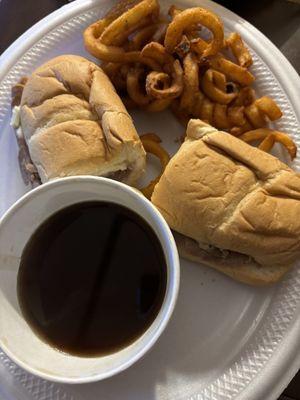 French dip with curly fries