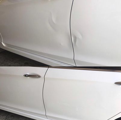 Driver side Mercedes Paintless Dent Repair on doors.