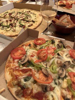 Pizzas and wine from pizza night!