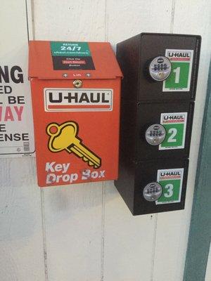 U-Haul keys pickup and drop off boxes