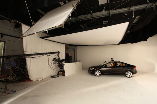 Volvo in Studio A with one of their cars.