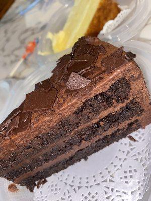 Outrageous chocolate cake! The chocolate in this is a LOT, perfect for chocolate lovers!