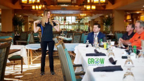 Danielle presenting to our local networking group on the benefits of simple stretching each morning.