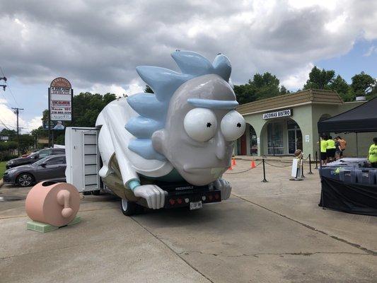 5/26/18 Saturday afternoon. It's the Rickmobile from Adult Swim's, Rick and Morty: Don't Even Trip Road Trip 2018! Parked here at Excalibur.