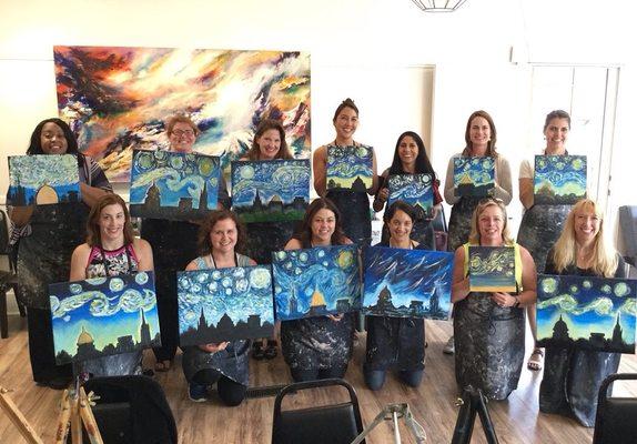 In our painting classes, you'll be encouraged to try your own creative techniques. Make a custom project tailored to your group's interest