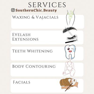 Services provided here at Southern Chuc Beauty