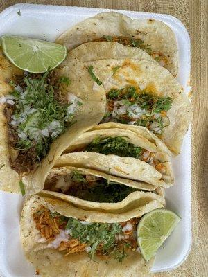 Chicken and birria tacos