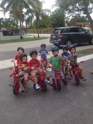 The boys on the tricycles!