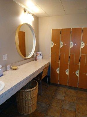 Restroom with lockers + chair