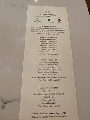 Wine menu