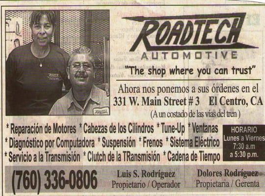 Luis and Lola. Owners of Roadtech Automotive