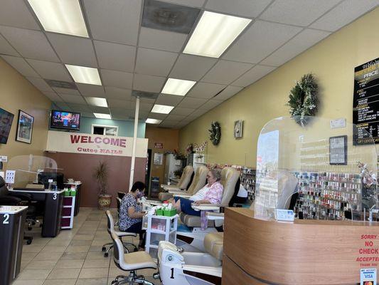 Cutee Nails. My wife getting her Gel Nail pedicure and Manicure.