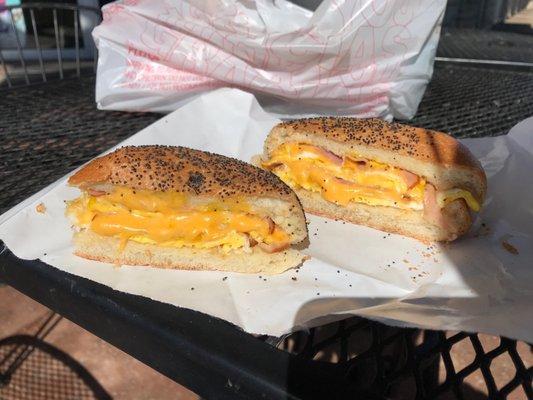 Ham, egg and cheese. So gooey and delicious.