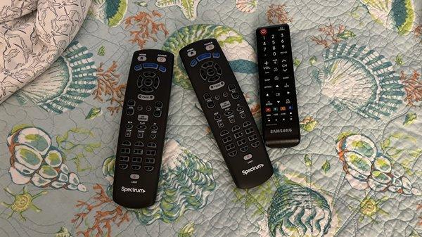 3 remotes but only one worked for both TV's and they wouldn't send us another one.