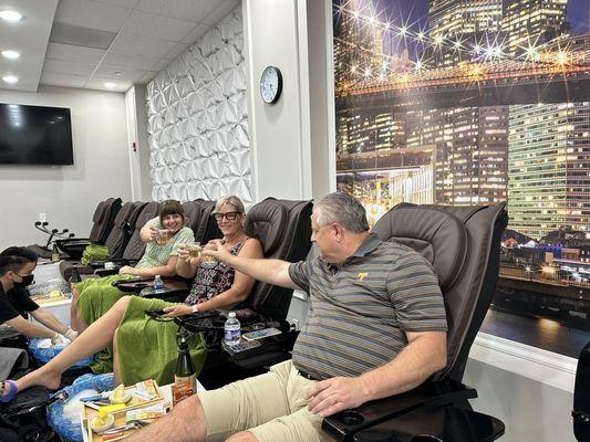 My parents and I enjoying some pedicures here :)