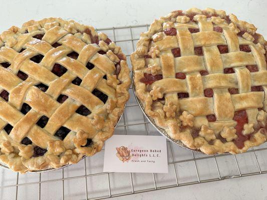 Triple Berry Pie & Strawberry Rhubarb Pie