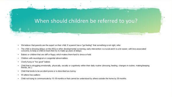 When should a child be referred for services?