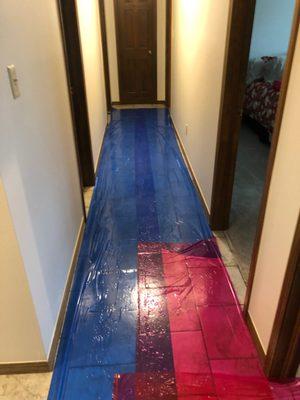 We put down floor protection during our installations.