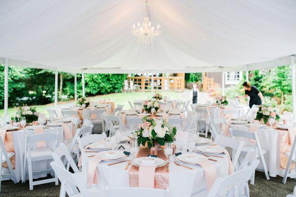 Beautiful top draping in our tent at Robinswood House. Photo by Kirsten Marie Photography