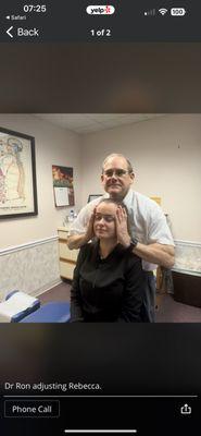 Dr Ron adjusting Rebecca!