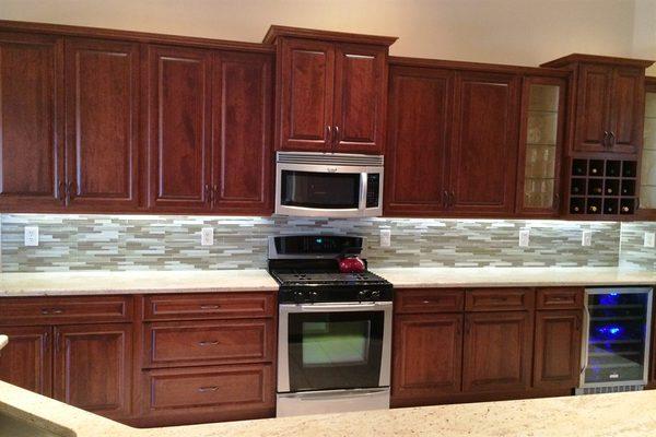 Kitchen Update Done In A Cherry Raised Panel Door In A Cordovan Stain