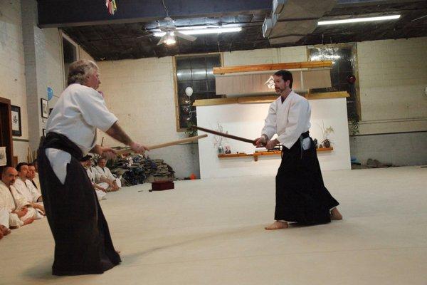 Shihan Stickles and Sensei Roy Practicing Aikido Sword (Aikiken)