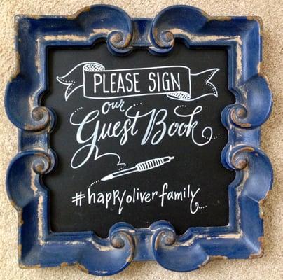 Old is new: professional lettering is possible on chalk board surfaces, glass jars, wood, fabric, just about any surface!