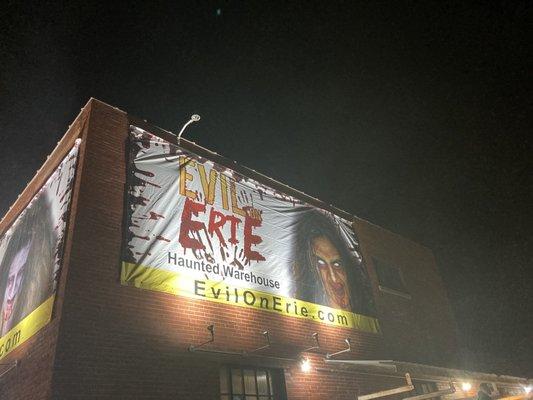 Evil on Erie banner on front of Warehouse