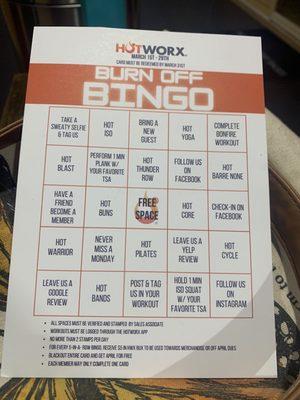 Burnoff Bingo special event from HOTWORX