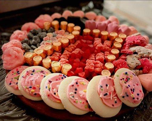 Pink birthday sweets board