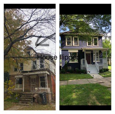 This house was build In Detroit. It was like in the left picture . Me and my crew flipped it like in the right pic.