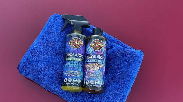 Masterson's new Evolution Ceramic Coating Spray and Evolution Ceramic infused Auto Wash Soap.