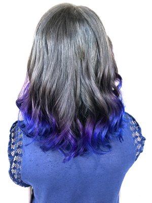 Purple and blue ombré tips by Lyndsey