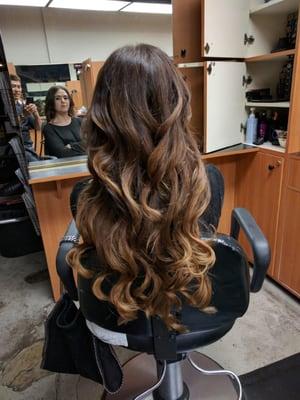 Balayage with clip in extensions