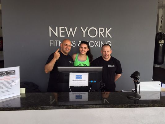 New York Fitness and Boxing front desk. That's Eddie, Christina and Bill Ryder.