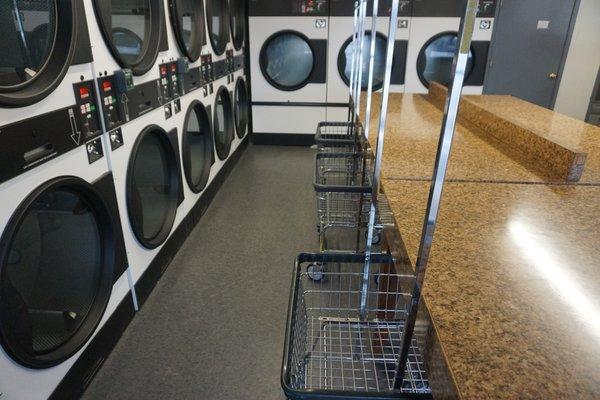 Dryers and laundry baskets.